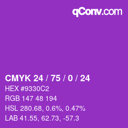 カラーコード: CMYK 24 / 75 / 0 / 24 | qconv.com