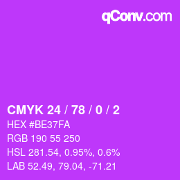 Color code: CMYK 24 / 78 / 0 / 2 | qconv.com