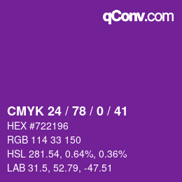 Farbcode: CMYK 24 / 78 / 0 / 41 | qconv.com