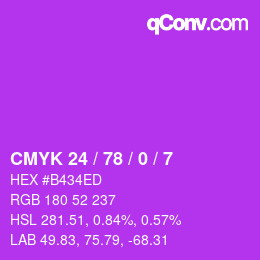 Farbcode: CMYK 24 / 78 / 0 / 7 | qconv.com