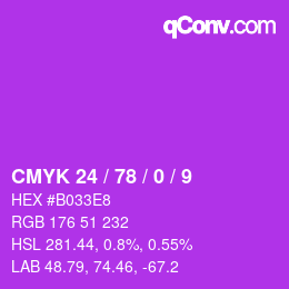 Color code: CMYK 24 / 78 / 0 / 9 | qconv.com