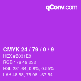 カラーコード: CMYK 24 / 79 / 0 / 9 | qconv.com