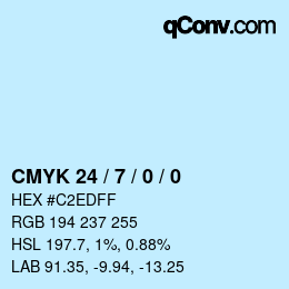 カラーコード: CMYK 24 / 7 / 0 / 0 | qconv.com