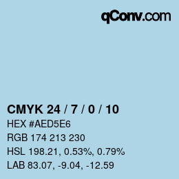 カラーコード: CMYK 24 / 7 / 0 / 10 | qconv.com