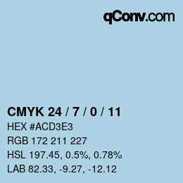 カラーコード: CMYK 24 / 7 / 0 / 11 | qconv.com