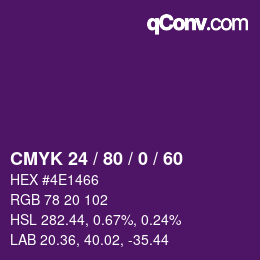 Color code: CMYK 24 / 80 / 0 / 60 | qconv.com