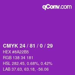 Farbcode: CMYK 24 / 81 / 0 / 29 | qconv.com