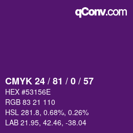 Color code: CMYK 24 / 81 / 0 / 57 | qconv.com