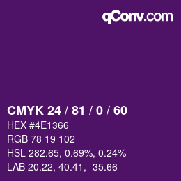 Farbcode: CMYK 24 / 81 / 0 / 60 | qconv.com