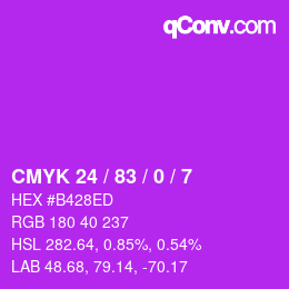 Color code: CMYK 24 / 83 / 0 / 7 | qconv.com