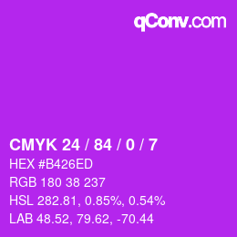 カラーコード: CMYK 24 / 84 / 0 / 7 | qconv.com