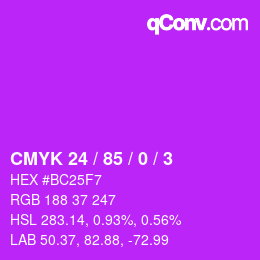 Color code: CMYK 24 / 85 / 0 / 3 | qconv.com