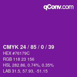 Color code: CMYK 24 / 85 / 0 / 39 | qconv.com