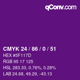 Color code: CMYK 24 / 86 / 0 / 51 | qconv.com