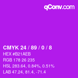 カラーコード: CMYK 24 / 89 / 0 / 8 | qconv.com