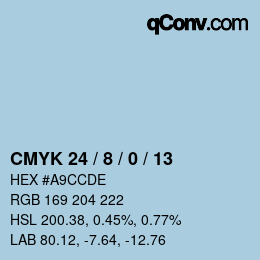 カラーコード: CMYK 24 / 8 / 0 / 13 | qconv.com