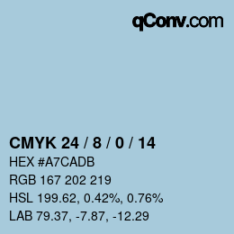 カラーコード: CMYK 24 / 8 / 0 / 14 | qconv.com