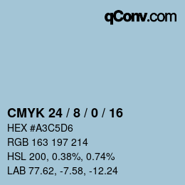 カラーコード: CMYK 24 / 8 / 0 / 16 | qconv.com