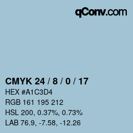カラーコード: CMYK 24 / 8 / 0 / 17 | qconv.com