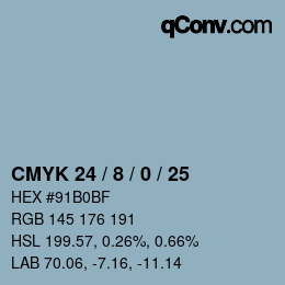 カラーコード: CMYK 24 / 8 / 0 / 25 | qconv.com