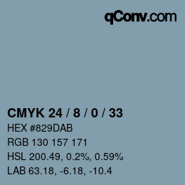 颜色代码: CMYK 24 / 8 / 0 / 33 | qconv.com