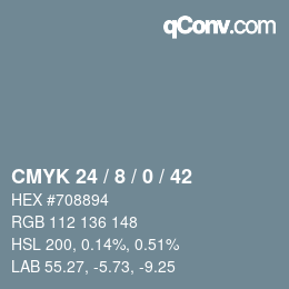 カラーコード: CMYK 24 / 8 / 0 / 42 | qconv.com