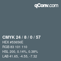 カラーコード: CMYK 24 / 8 / 0 / 57 | qconv.com