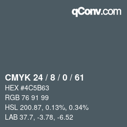 カラーコード: CMYK 24 / 8 / 0 / 61 | qconv.com