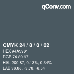 カラーコード: CMYK 24 / 8 / 0 / 62 | qconv.com