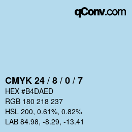 カラーコード: CMYK 24 / 8 / 0 / 7 | qconv.com