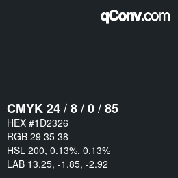 カラーコード: CMYK 24 / 8 / 0 / 85 | qconv.com