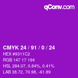 カラーコード: CMYK 24 / 91 / 0 / 24 | qconv.com