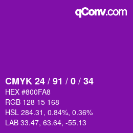 Color code: CMYK 24 / 91 / 0 / 34 | qconv.com