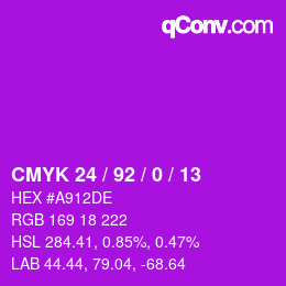 カラーコード: CMYK 24 / 92 / 0 / 13 | qconv.com