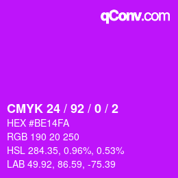 Color code: CMYK 24 / 92 / 0 / 2 | qconv.com