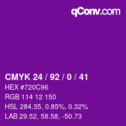 颜色代码: CMYK 24 / 92 / 0 / 41 | qconv.com