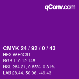 カラーコード: CMYK 24 / 92 / 0 / 43 | qconv.com