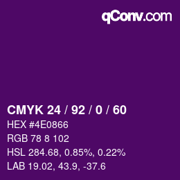 カラーコード: CMYK 24 / 92 / 0 / 60 | qconv.com