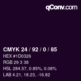カラーコード: CMYK 24 / 92 / 0 / 85 | qconv.com