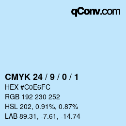 颜色代码: CMYK 24 / 9 / 0 / 1 | qconv.com