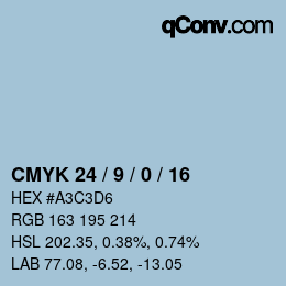 カラーコード: CMYK 24 / 9 / 0 / 16 | qconv.com