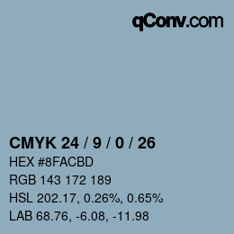カラーコード: CMYK 24 / 9 / 0 / 26 | qconv.com