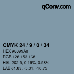 Code couleur: CMYK 24 / 9 / 0 / 34 | qconv.com