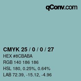 Farbcode: CMYK 25 / 0 / 0 / 27 | qconv.com