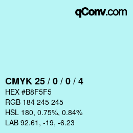 Color code: CMYK 25 / 0 / 0 / 4 | qconv.com