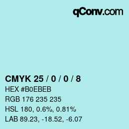 Color code: CMYK 25 / 0 / 0 / 8 | qconv.com