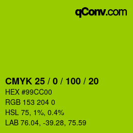 Color code: CMYK 25 / 0 / 100 / 20 | qconv.com