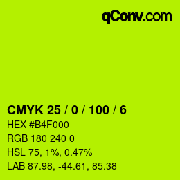 カラーコード: CMYK 25 / 0 / 100 / 6 | qconv.com