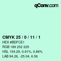 カラーコード: CMYK 25 / 0 / 11 / 1 | qconv.com