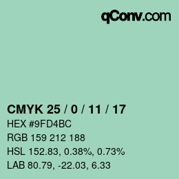 Color code: CMYK 25 / 0 / 11 / 17 | qconv.com